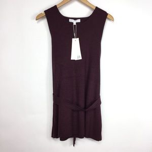 Adyson Parker Wine Red Knit Sleeveless Sweater